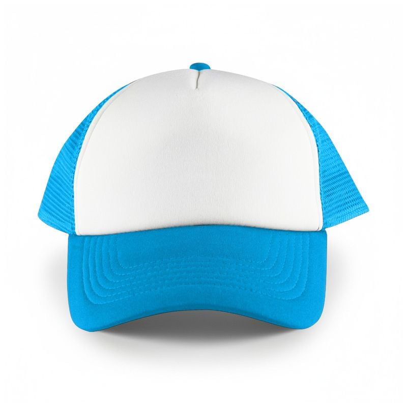 White Front 5 Panel Trucker Mesh Cap